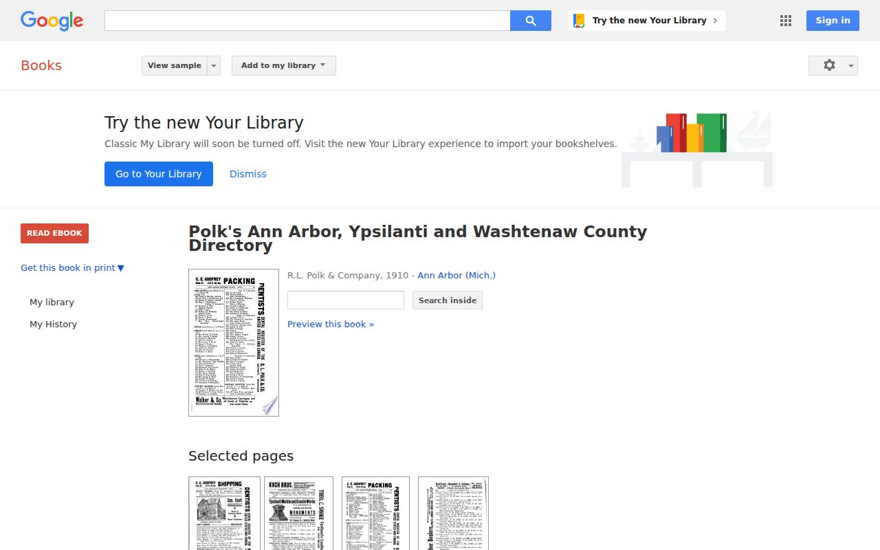Ypsilanti city directory 1910 Polk volume record