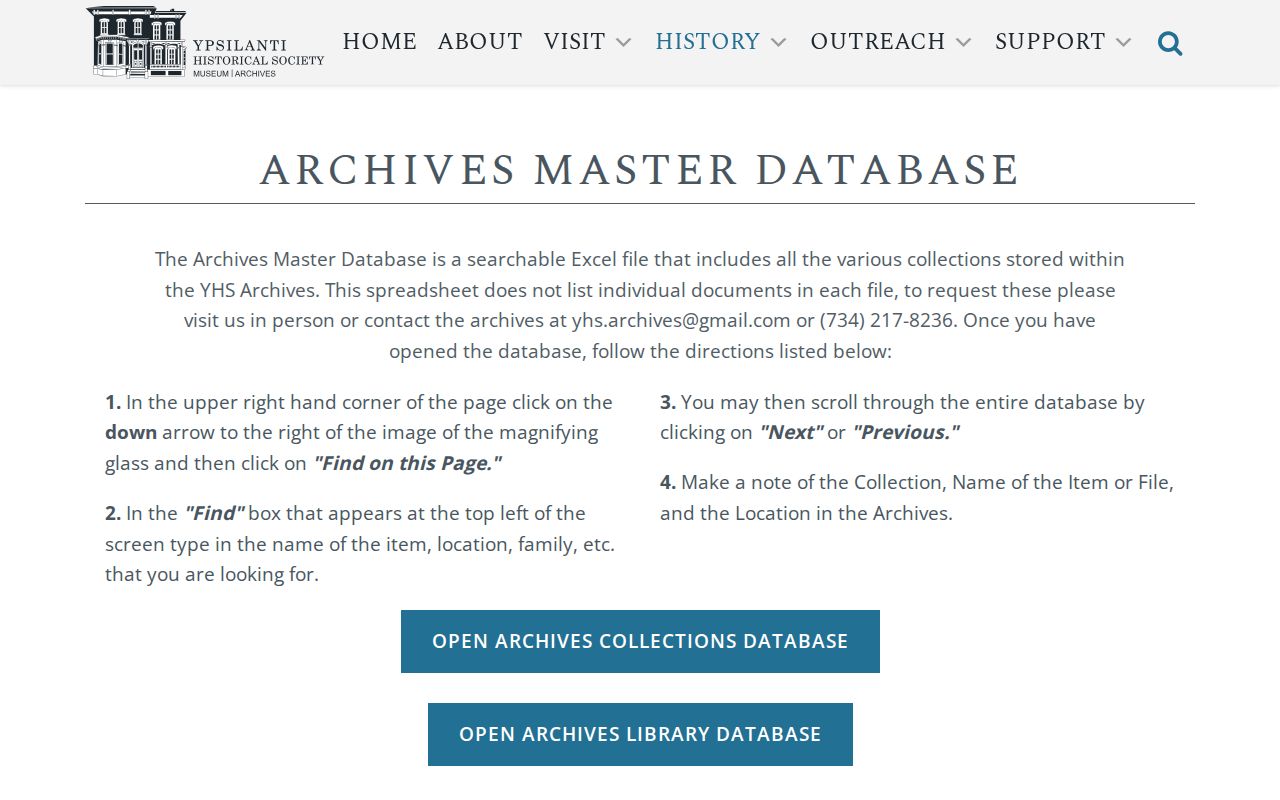 Ypsilanti city directory leads in the Historical Society archives database