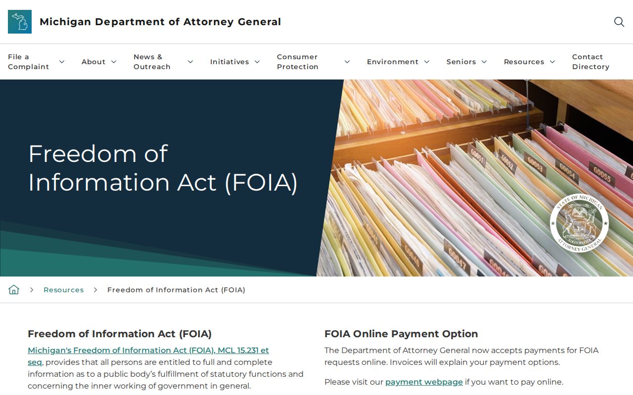 Ypsilanti residents directory Michigan FOIA guidance
