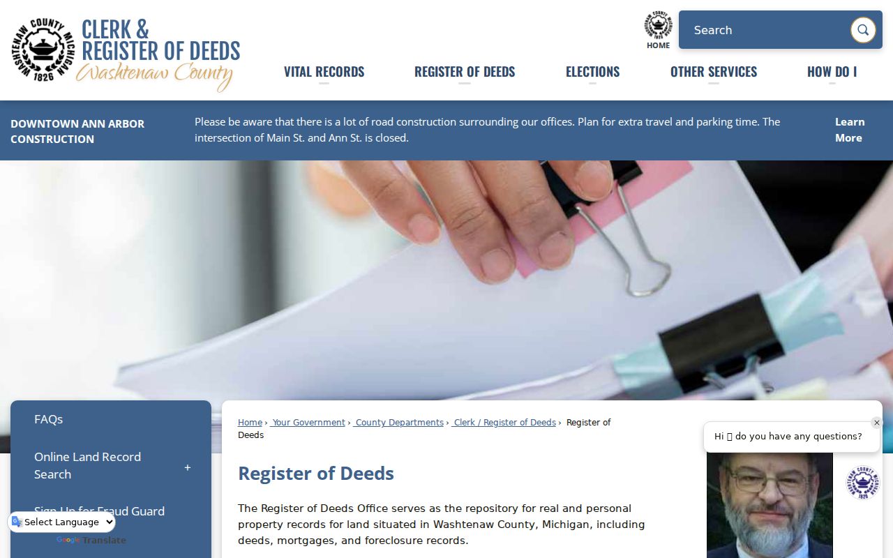 Ypsilanti neighbors Washtenaw County Register of Deeds information