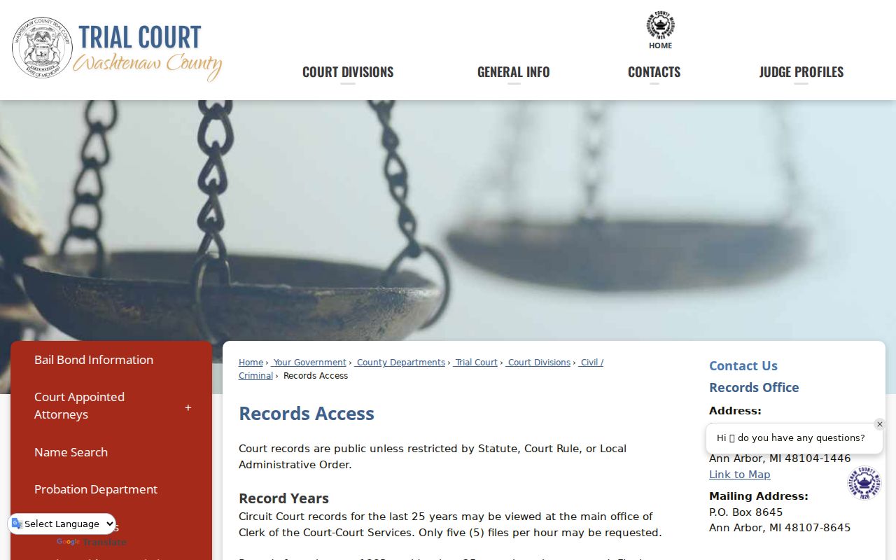 Ypsilanti neighbors Washtenaw County records access page