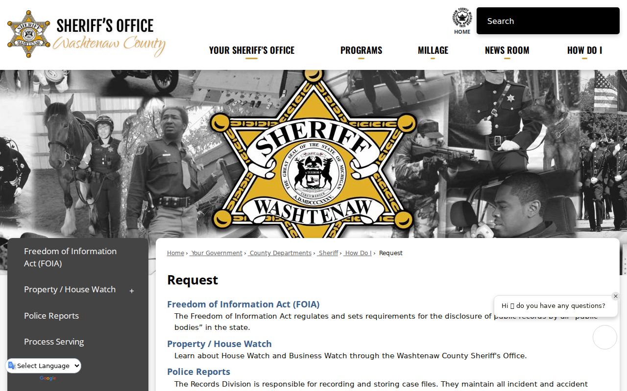 Ypsilanti neighbors Washtenaw County FOIA request portal