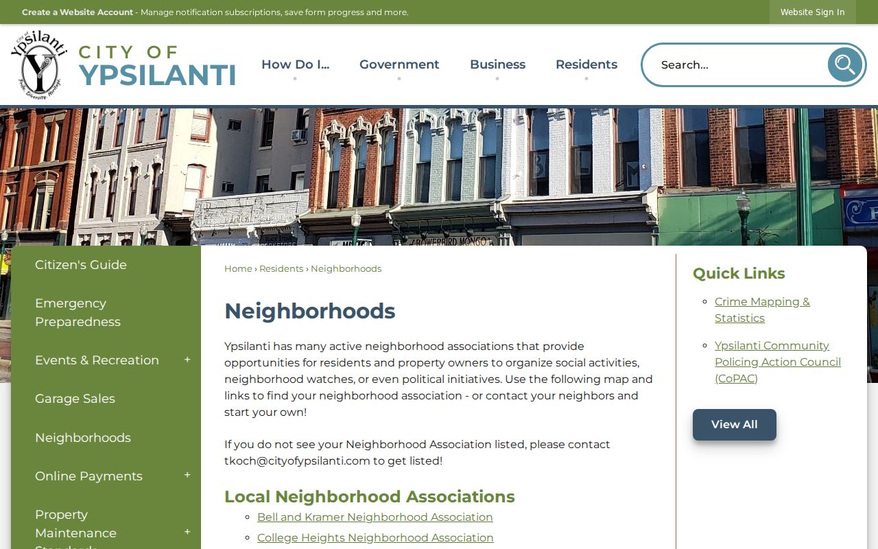 Ypsilanti neighbors city neighborhood associations directory