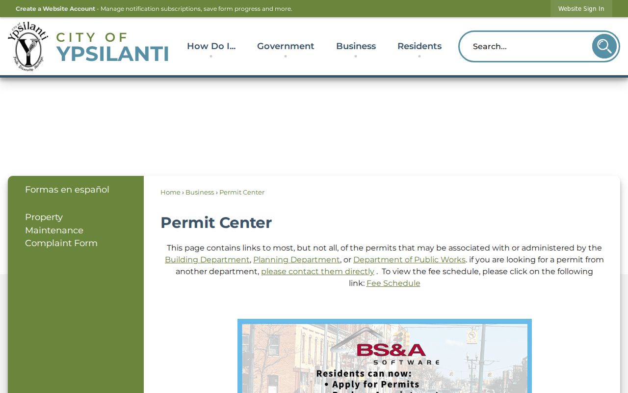 Ypsilanti neighbors Ypsilanti Permit Center records route