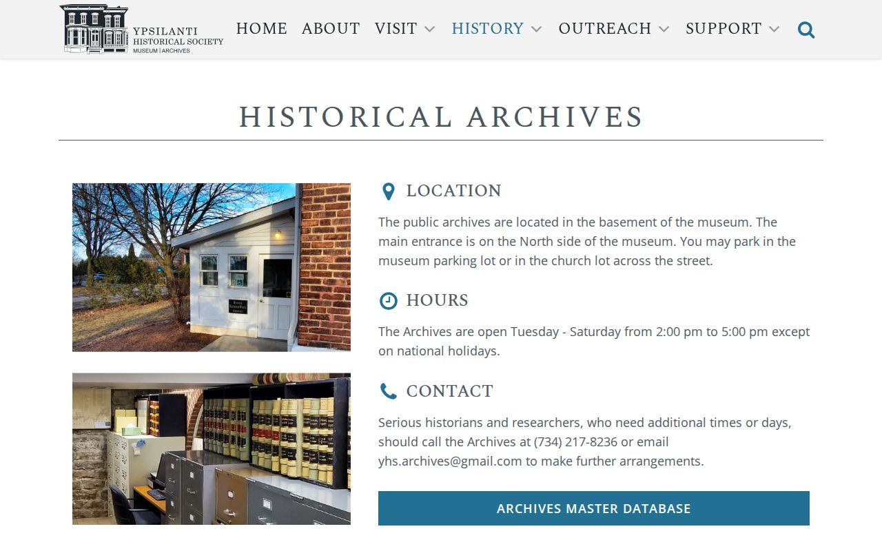 Ypsilanti previous residents Historical Society archives collection