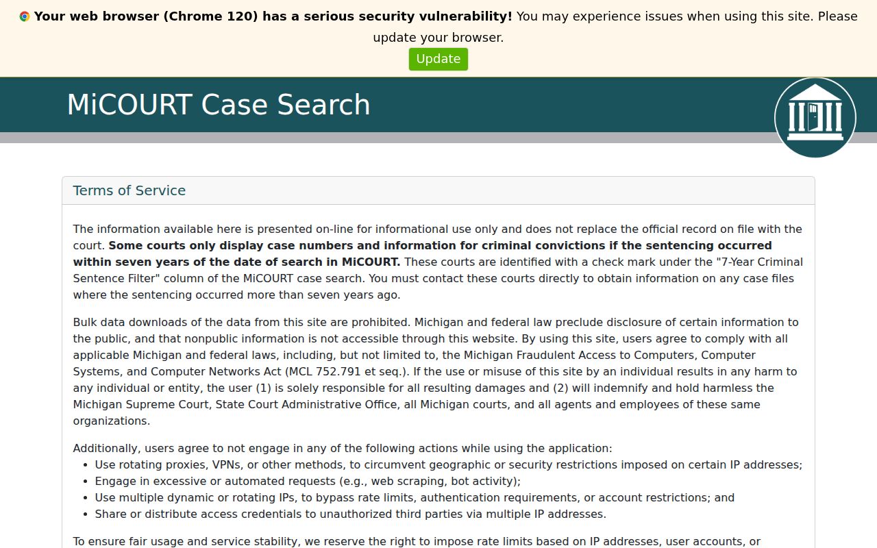 Ypsilanti resident lookup Michigan MiCOURT case search