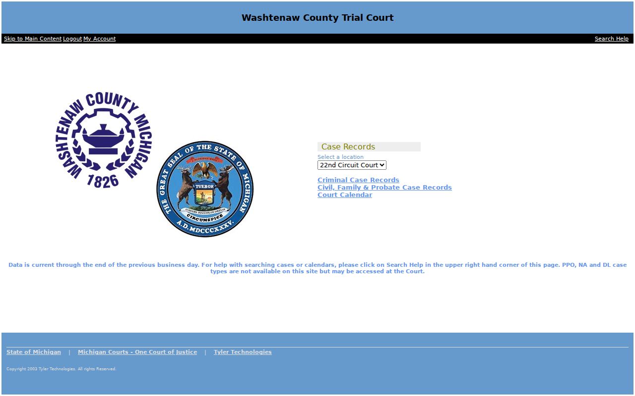 Ypsilanti resident lookup Washtenaw Trial Court Odyssey records portal