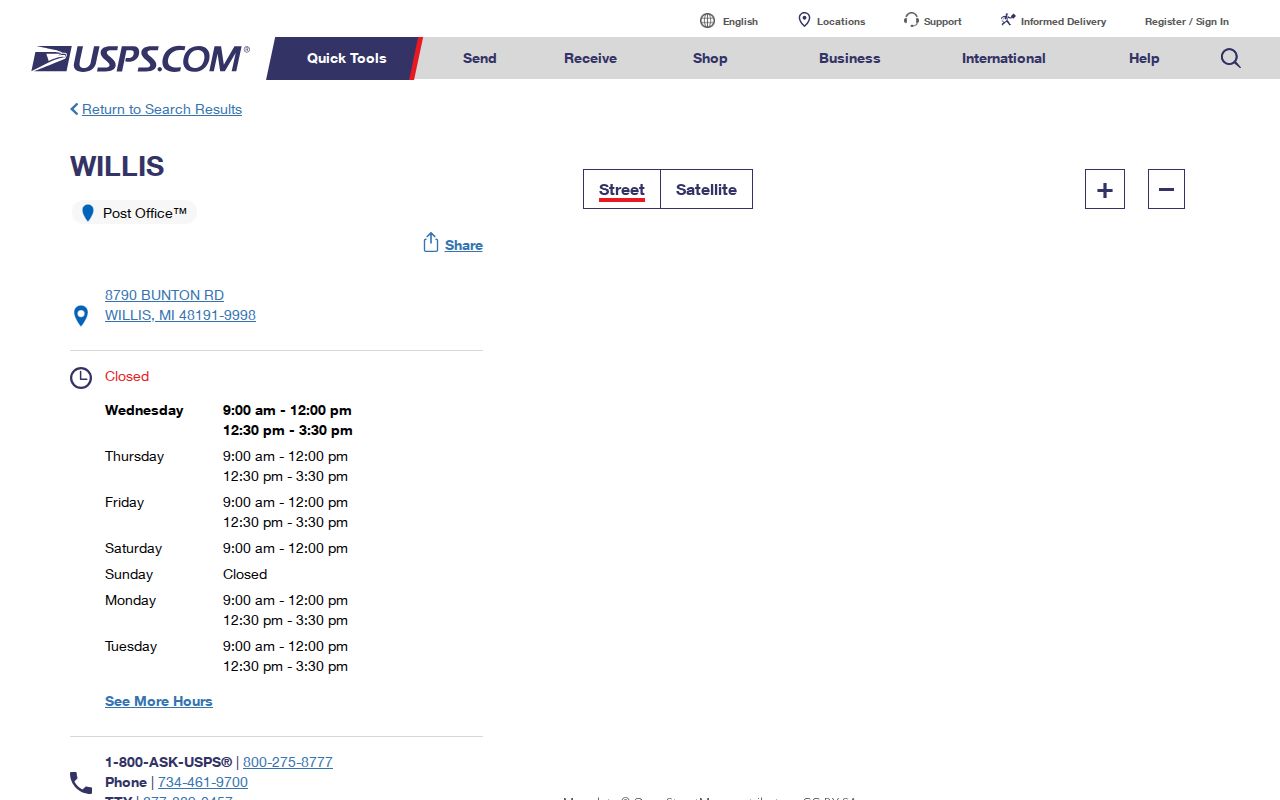 Ypsilanti ZIP code directory USPS station results
